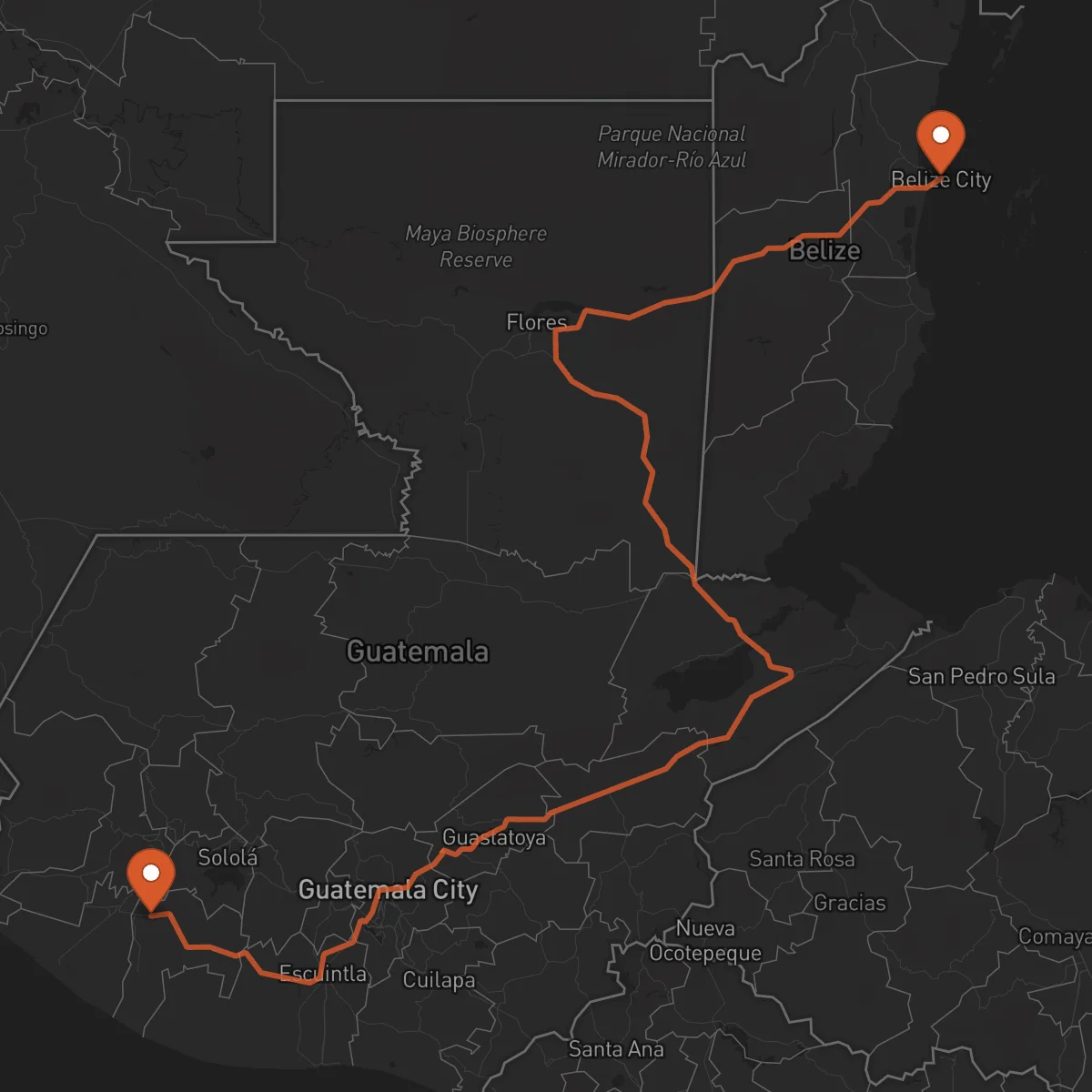 Ruta Ciudad de Belice - Mazatenango