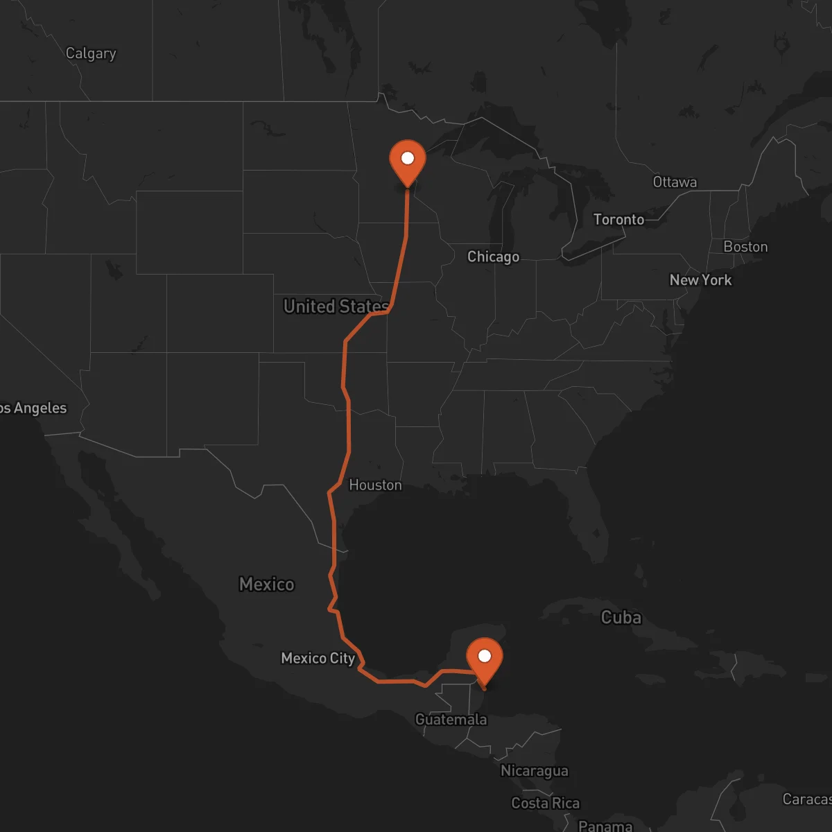 Ruta Ciudad de Belice - Minneapolis