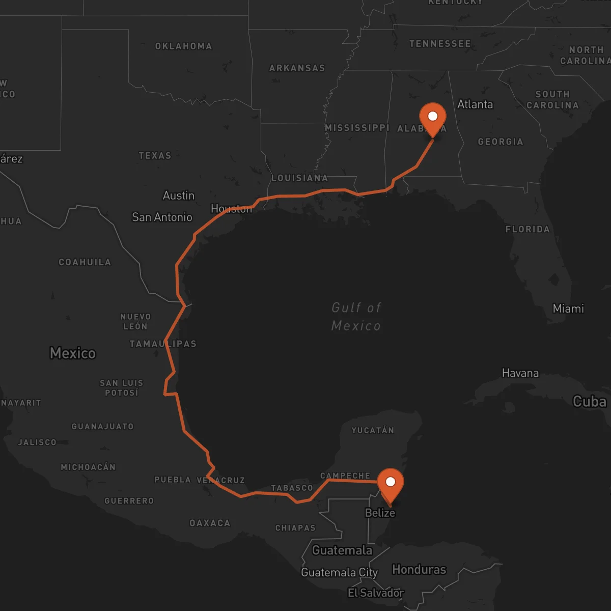 Ruta Ciudad de Belice - Montgomery