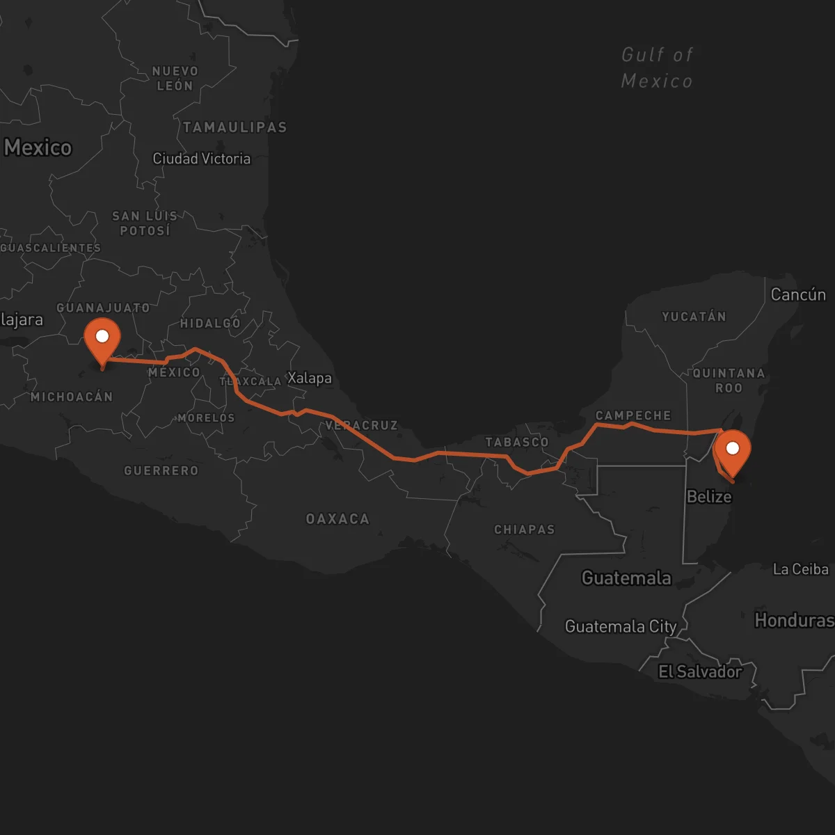 Ruta Ciudad de Belice - Morelia