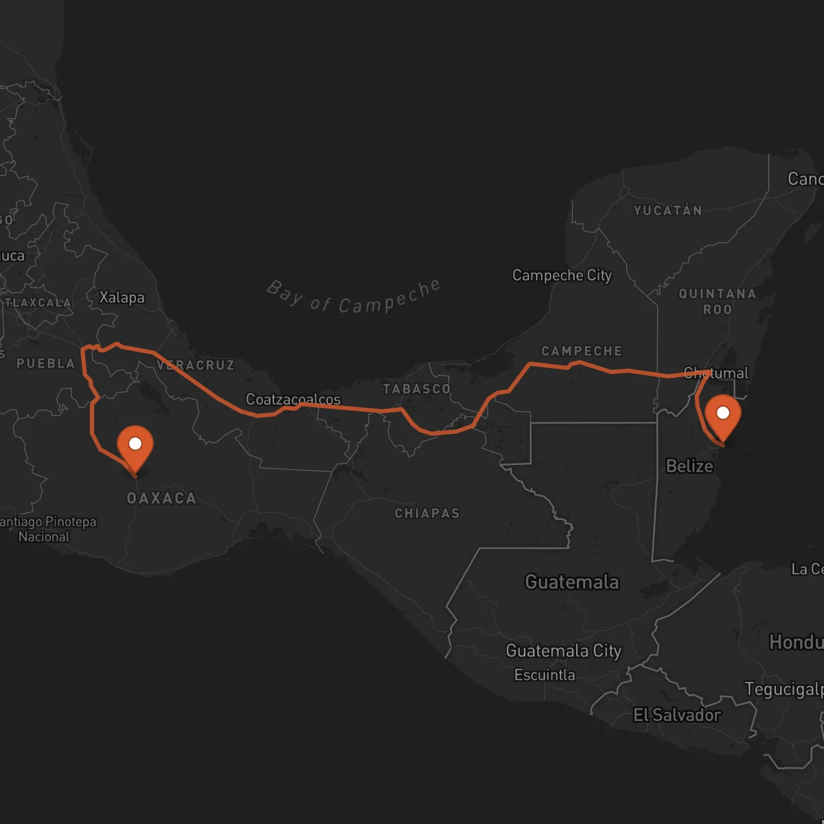 Ruta Ciudad de Belice - Oaxaca de Juárez