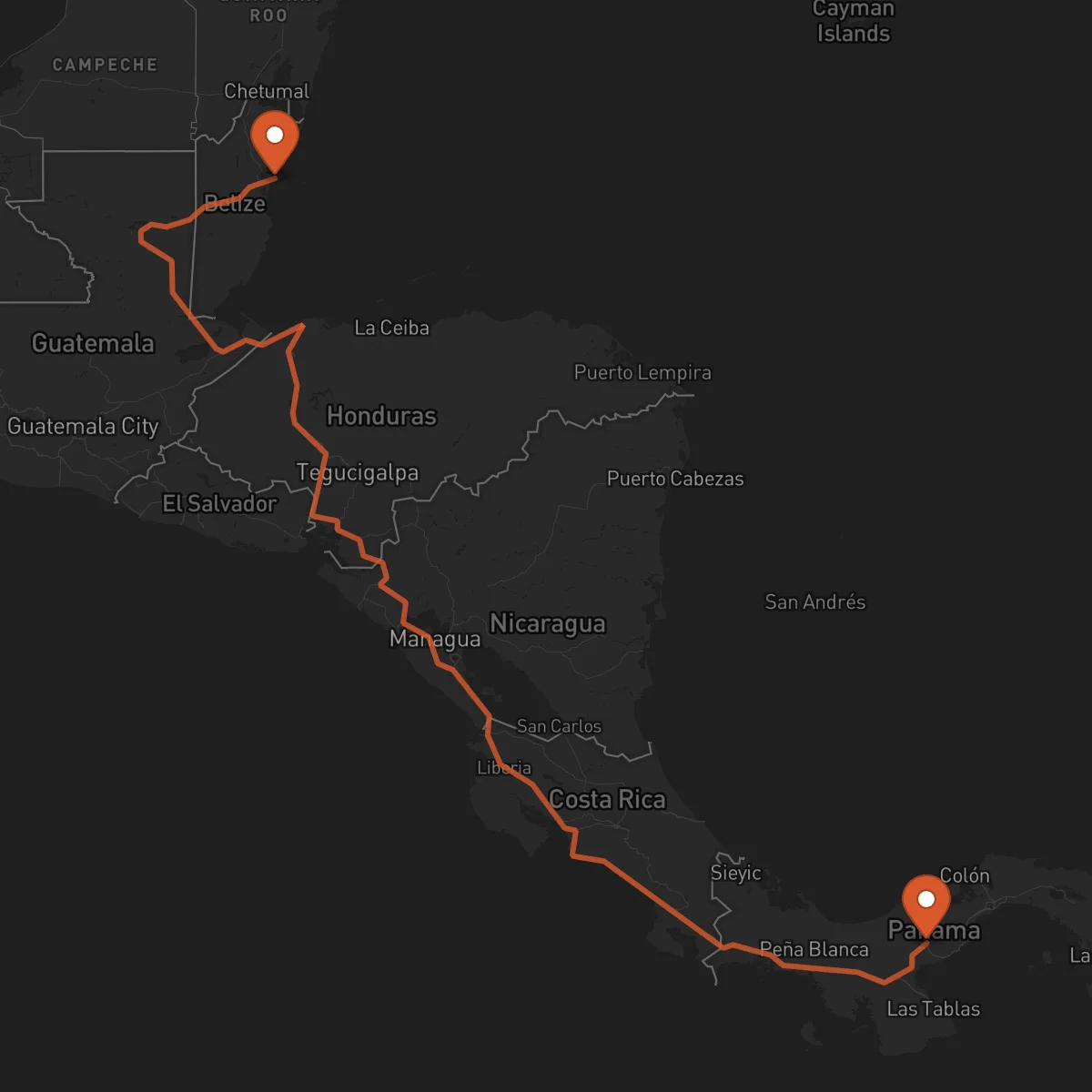 Ruta Ciudad de Belice - Penonomé