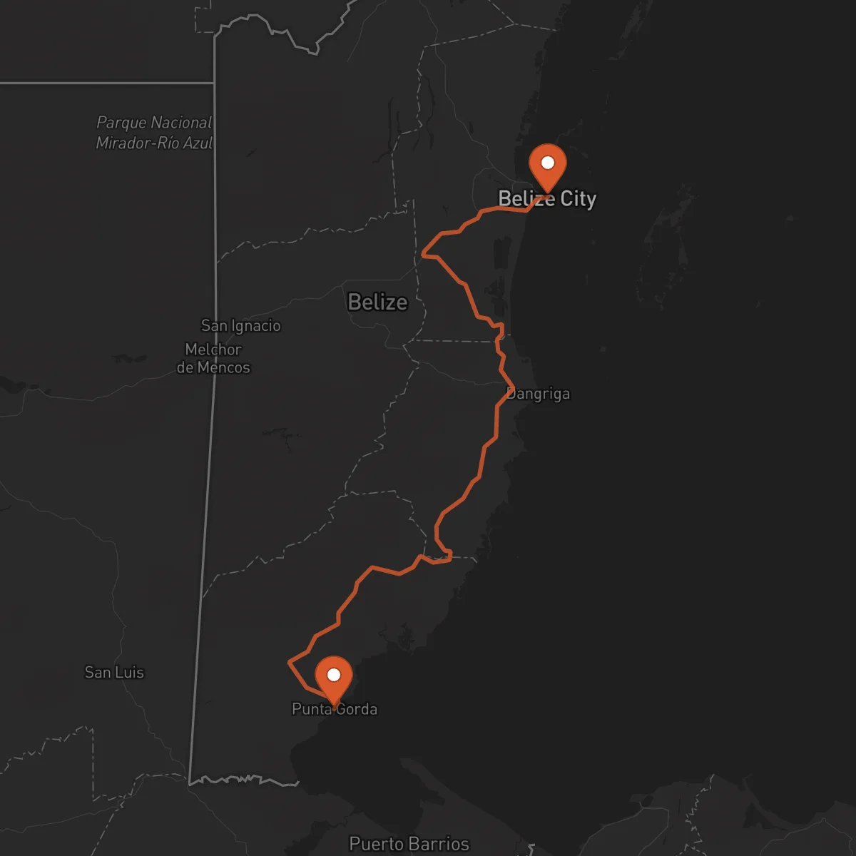 Ruta Ciudad de Belice - Punta Gorda