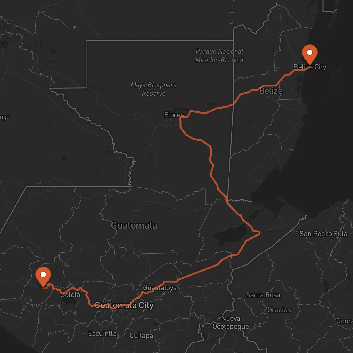 Ruta Cidade de Belize - Quetzaltenango