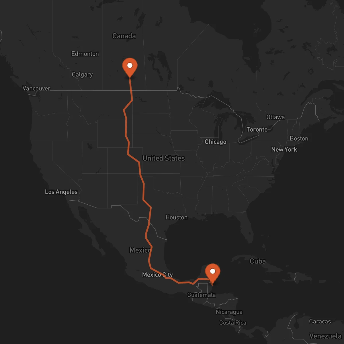 Ruta Ciudad de Belice - Regina