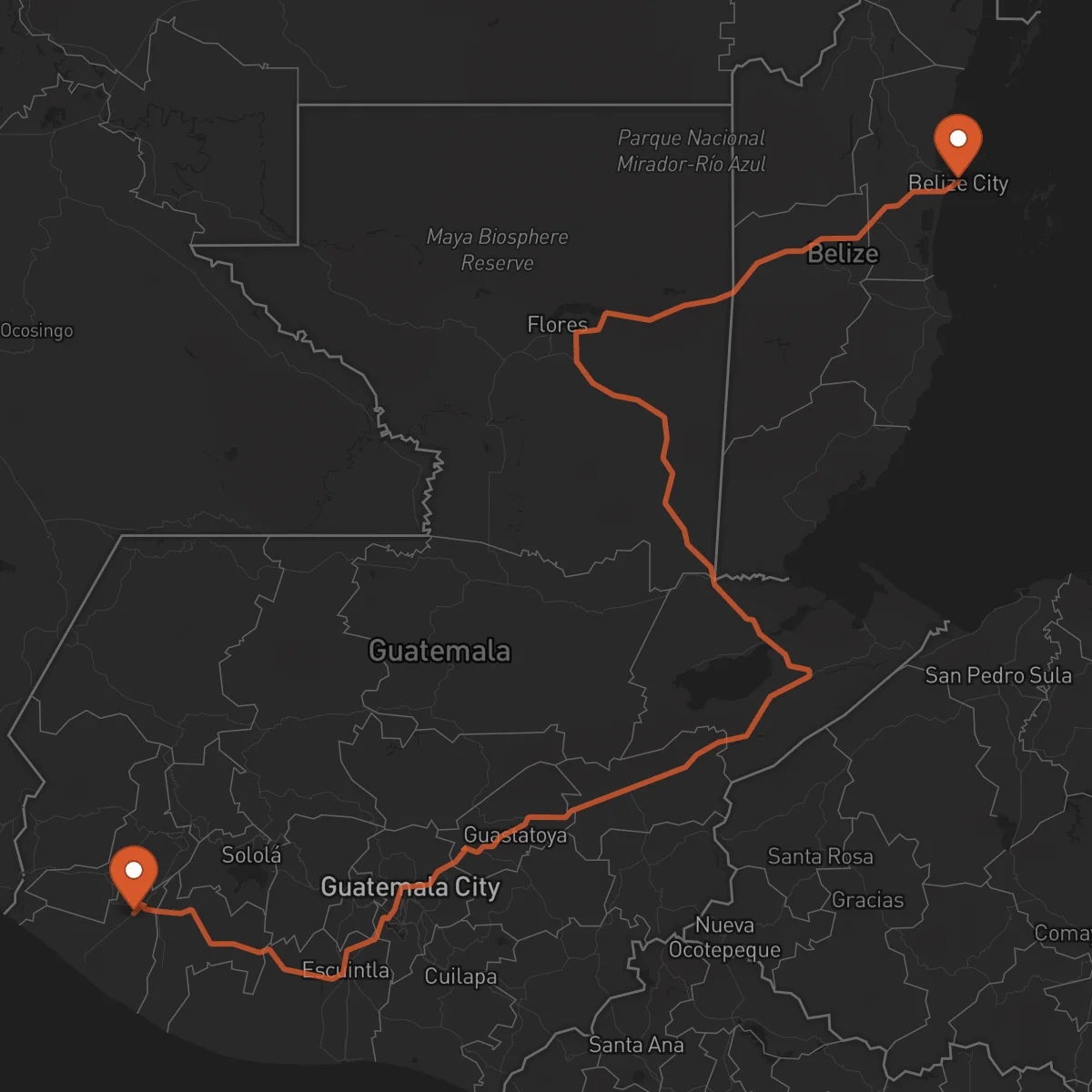 Ruta Ciudad de Belice - Retalhuleu
