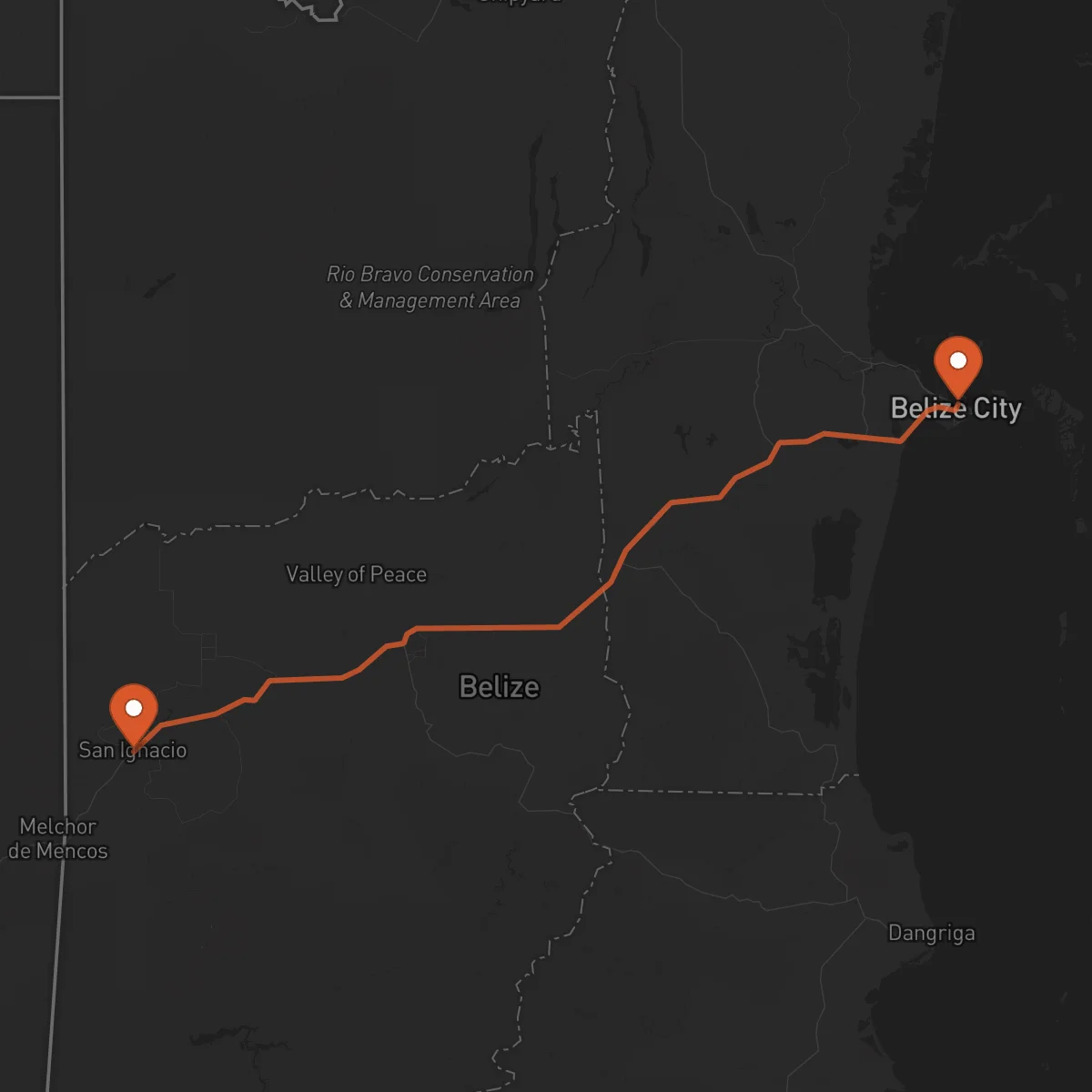 Ruta San Ignacio - Cidade de Belize