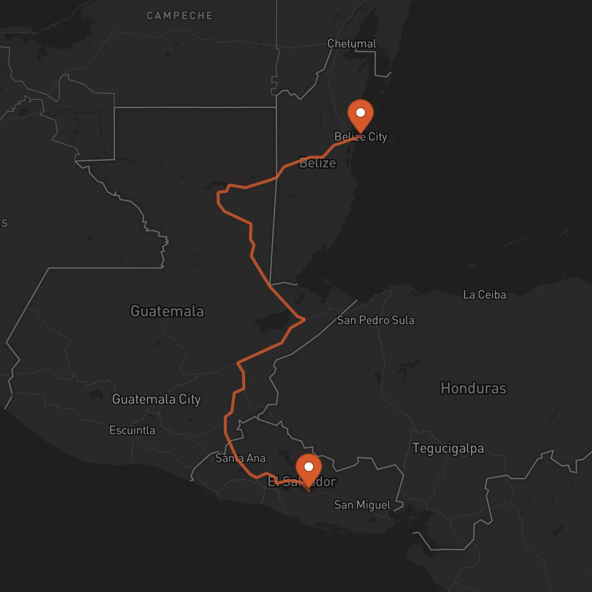 Ruta Cidade de Belize - San Vicente