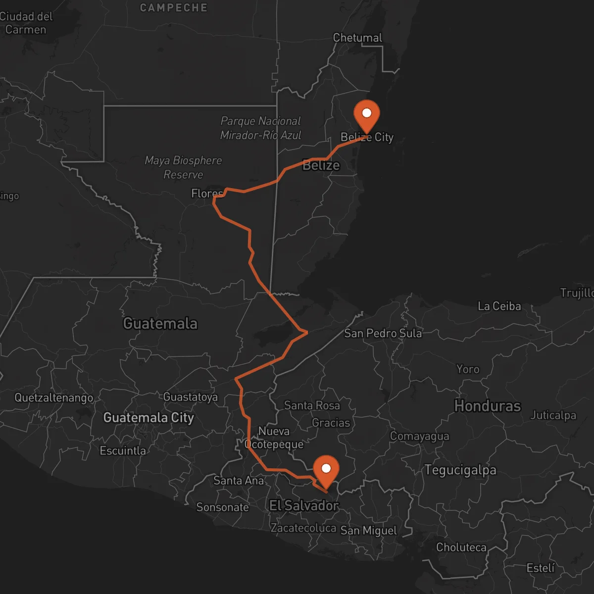 Ruta Sensuntepeque - Ciudad de Belice