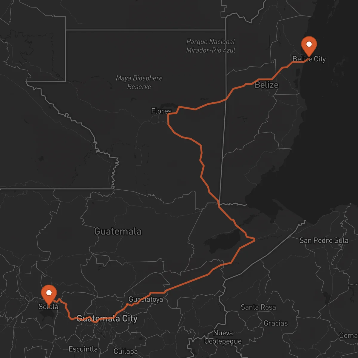 Ruta Ciudad de Belice - Sololá