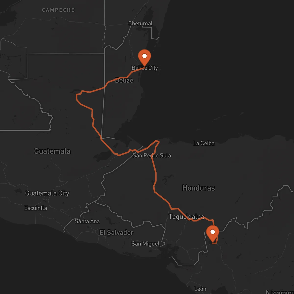 Ruta Ciudad de Belice - Somoto