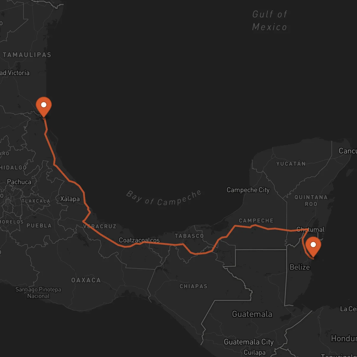 Ruta Ciudad de Belice - Tampico