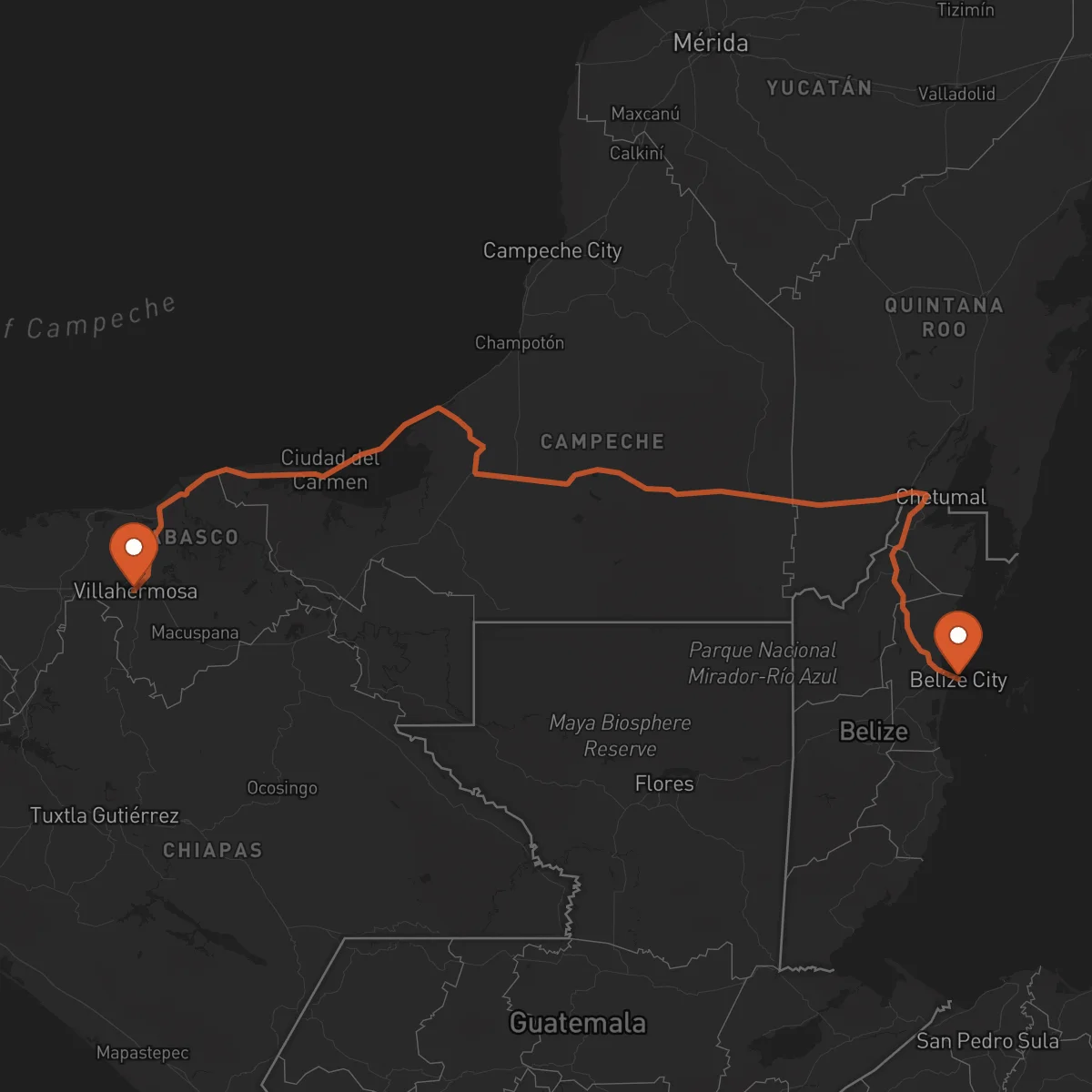 Ruta Villahermosa - Ciudad de Belice
