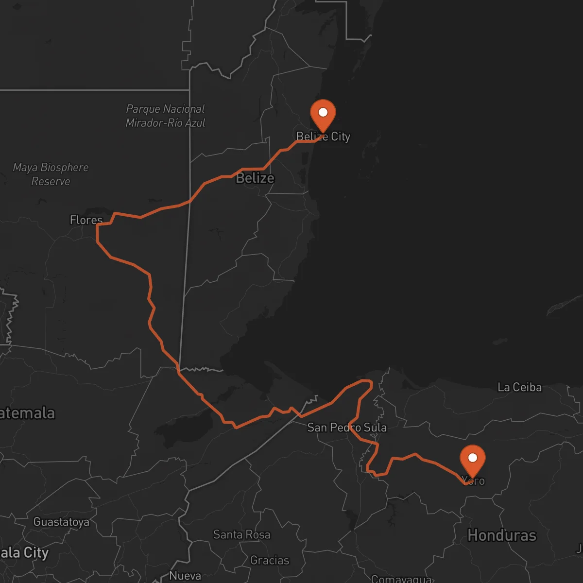 Ruta Ciudad de Belice - Yoro