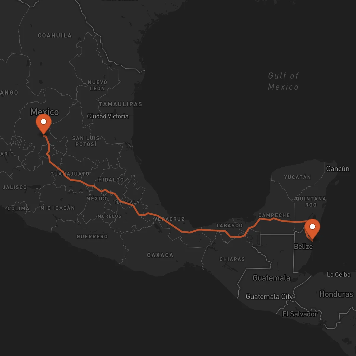 Ruta Belize City - Zacatecas
