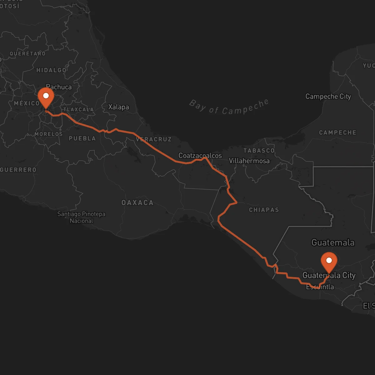 Ruta Ciudad de México - Ciudad de Guatemala