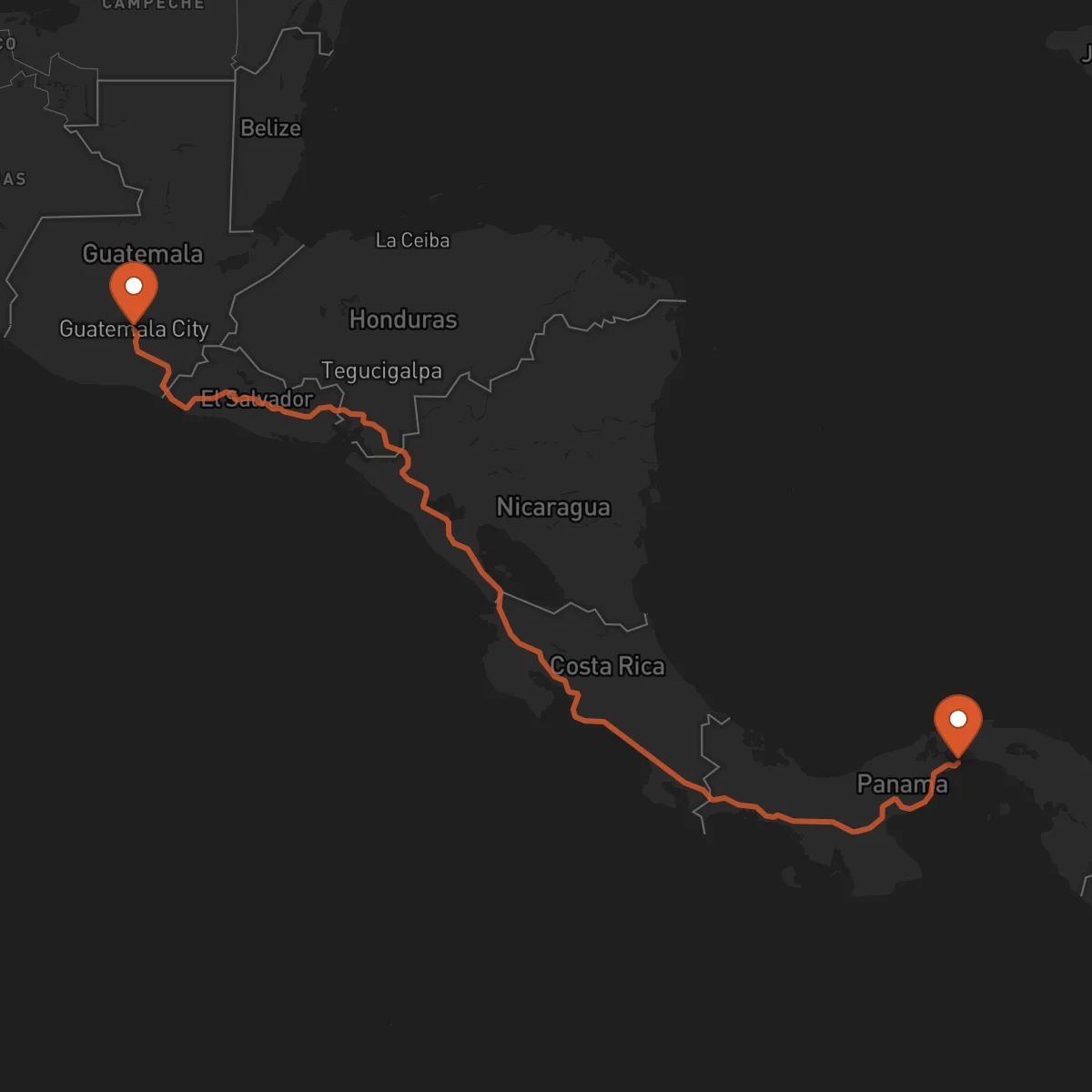 Ruta Guatemala - Panama