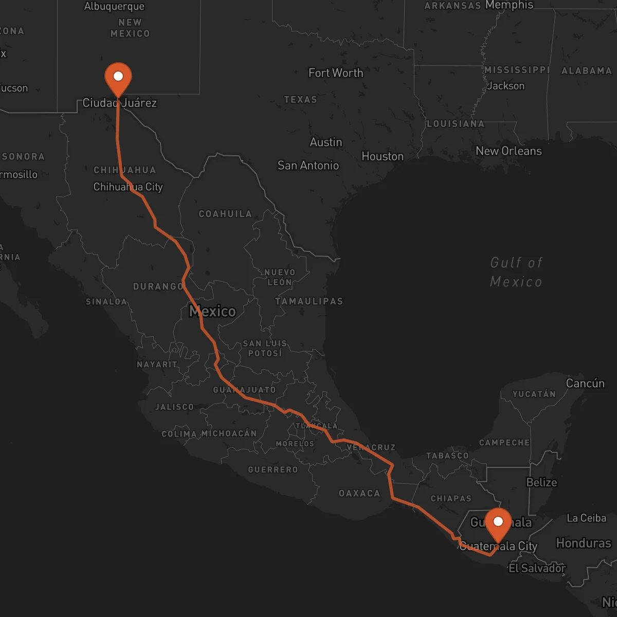 Ruta Ciudad de Guatemala - El Paso