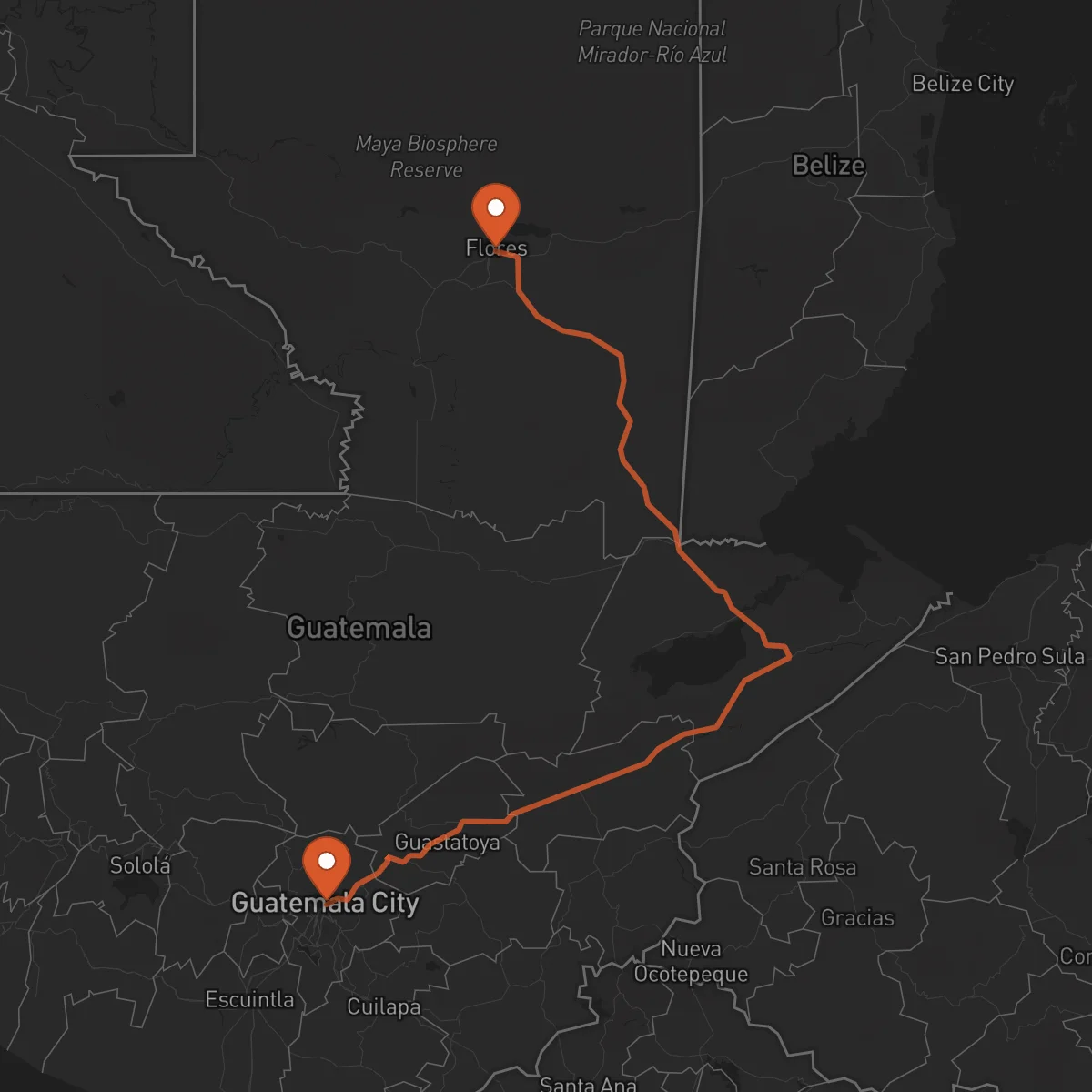Ruta Cidade da Guatemala - Flores