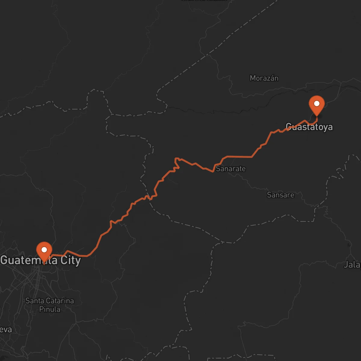 Ruta Cidade da Guatemala - Guastatoya