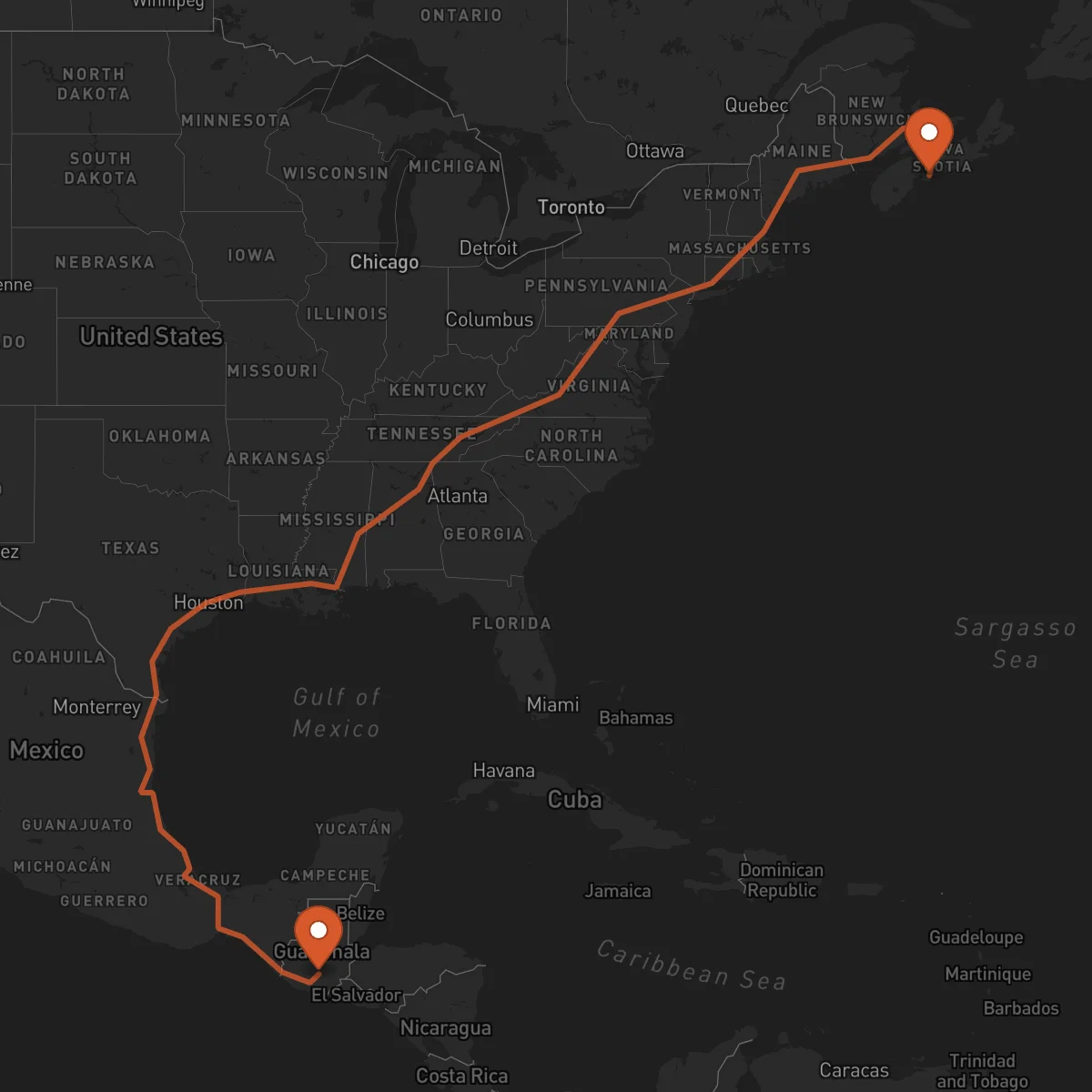 Ruta Guatemala - Halifax