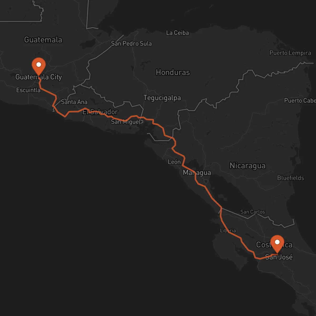 Ruta Ciudad de Guatemala - Heredia
