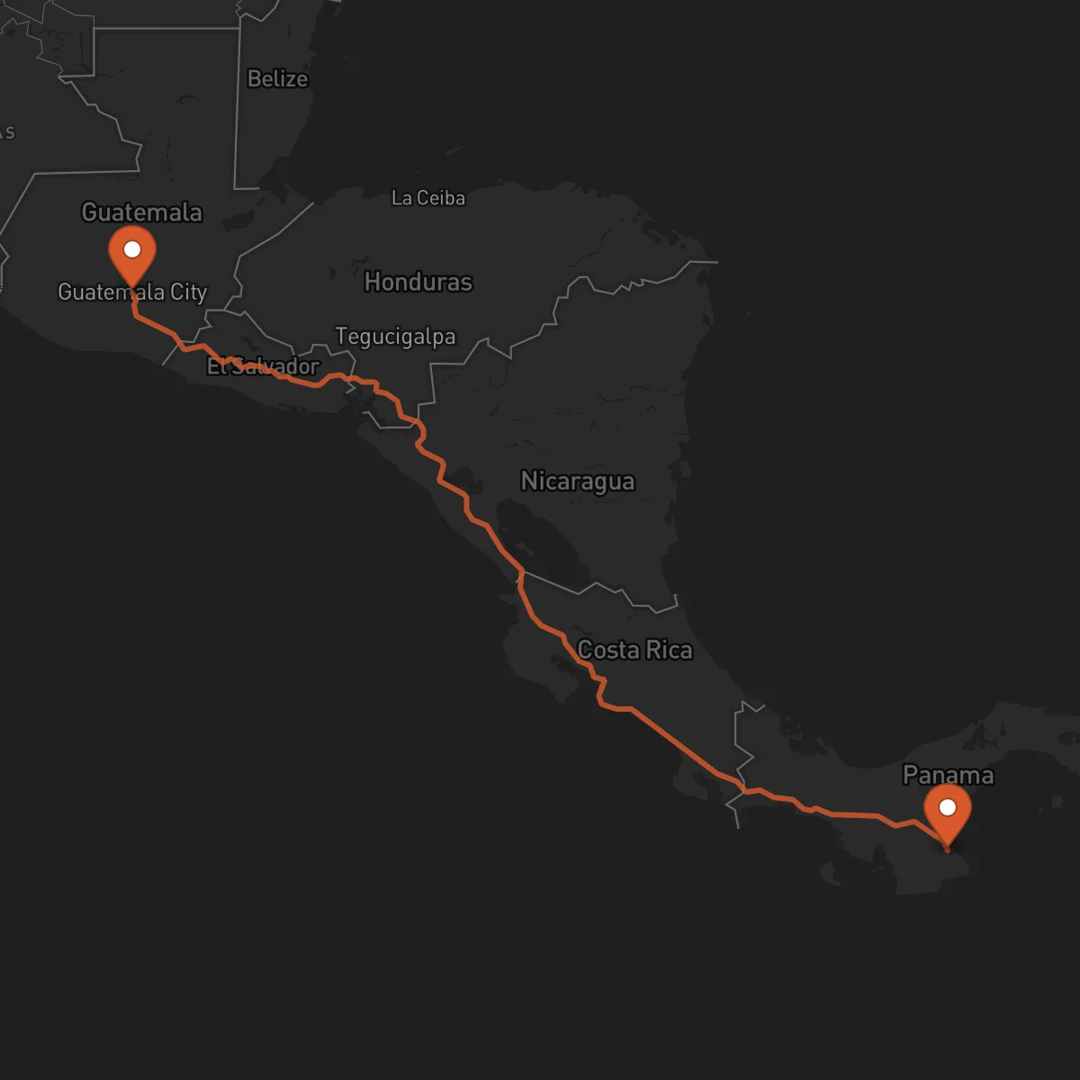 Ruta Ciudad de Guatemala - Las Tablas