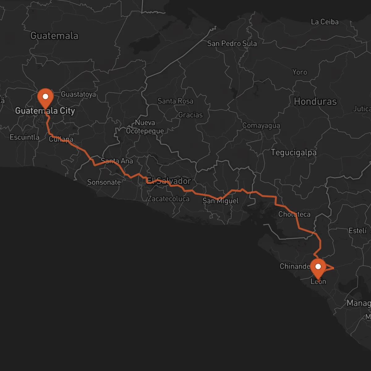 Ruta León - Ciudad de Guatemala