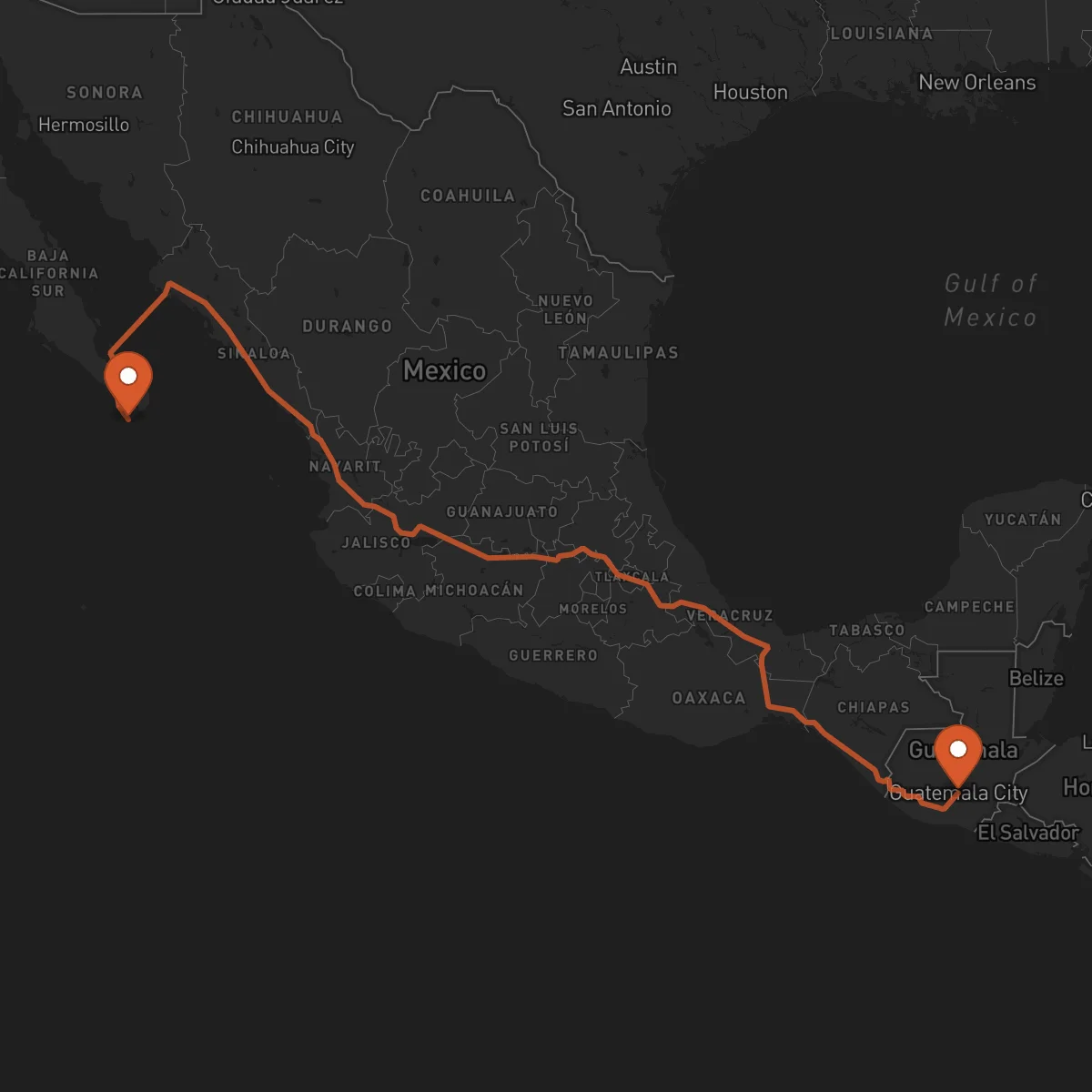 Ruta Ciudad de Guatemala - Los Cabos