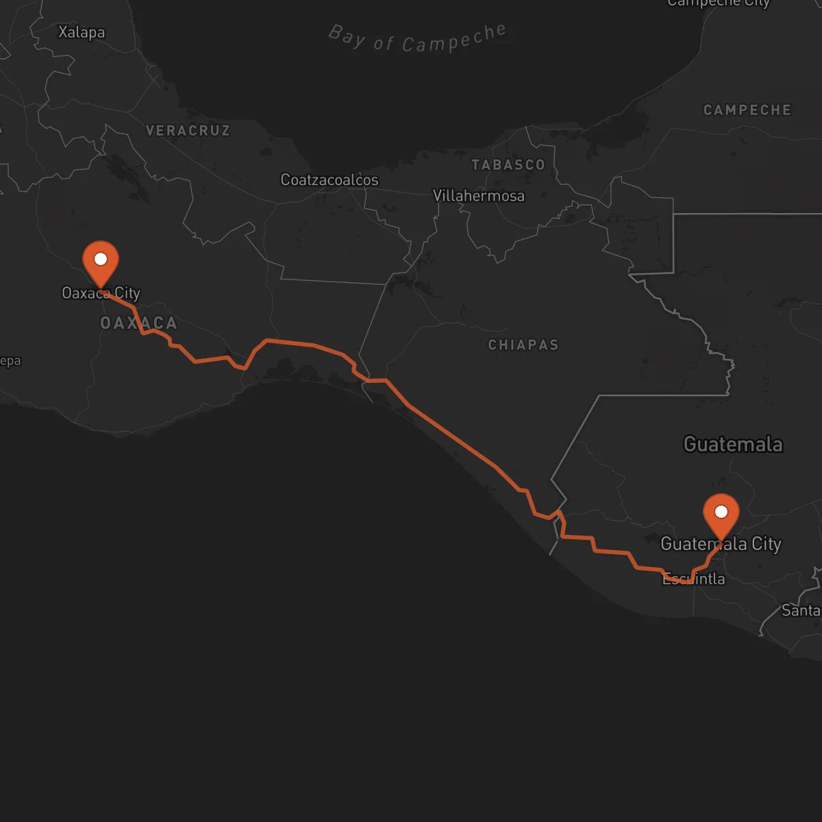 Ruta Ciudad de Guatemala - Oaxaca de Juárez