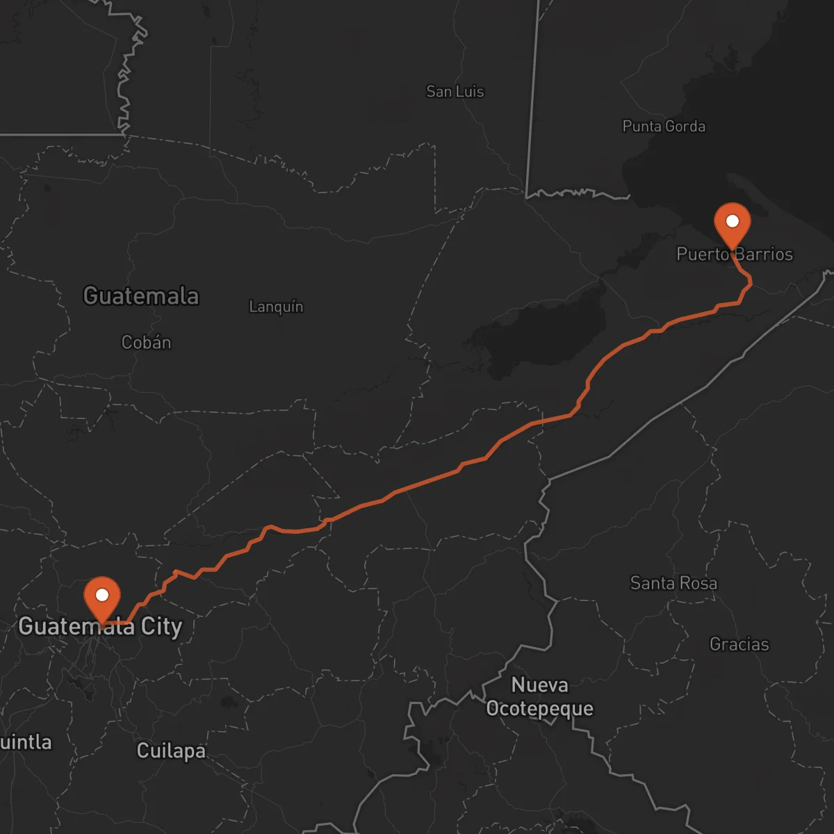 Ruta Guatemala - Puerto Barrios
