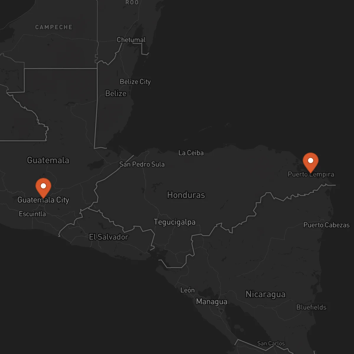 Ruta Ciudad de Guatemala - Puerto Lempira