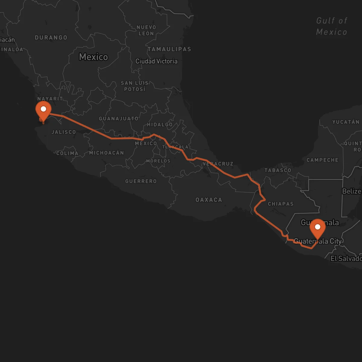 Ruta Puerto Vallarta - Ciudad de Guatemala