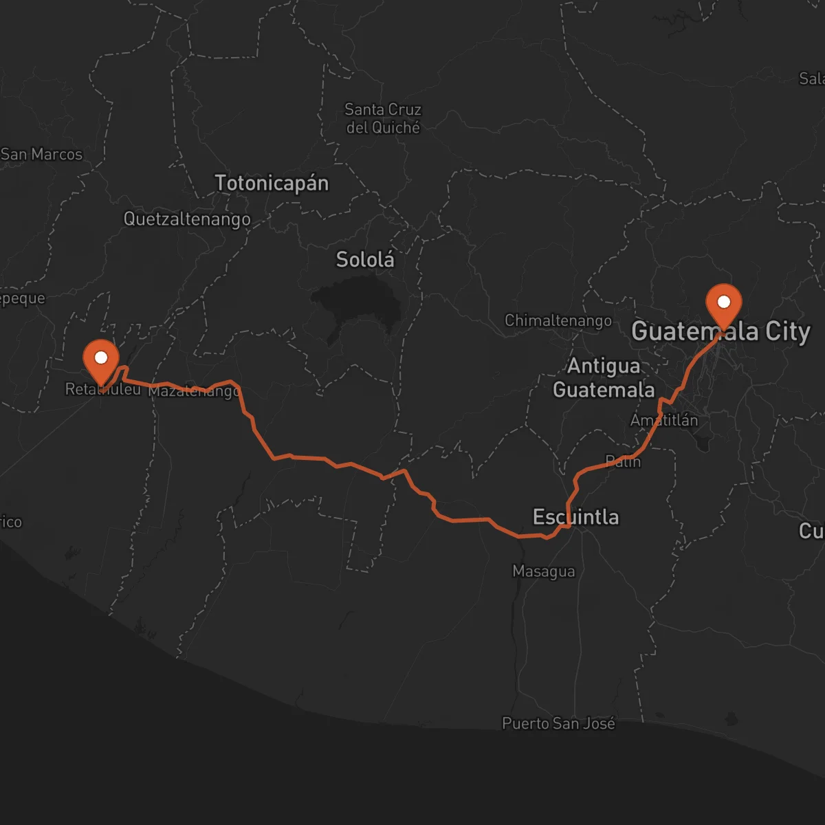 Ruta Ciudad de Guatemala - Retalhuleu