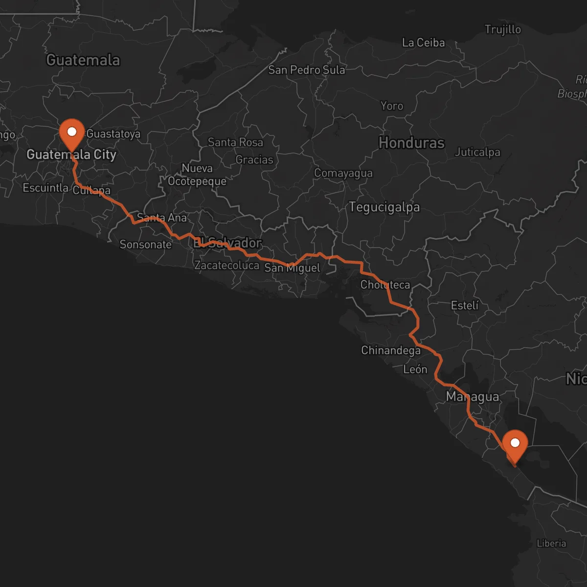 Ruta Ciudad de Guatemala - Rivas