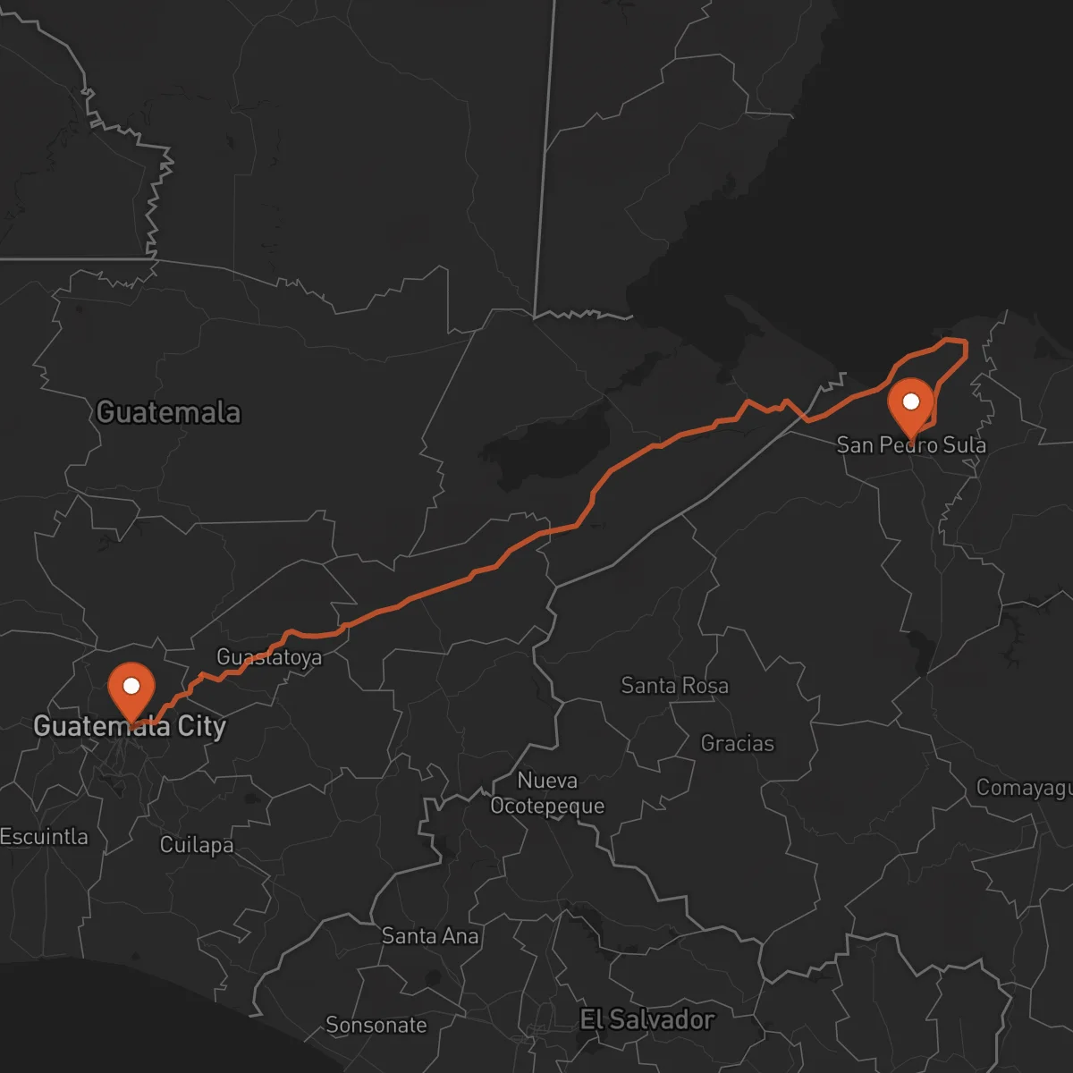 Ruta Cidade da Guatemala - San Pedro Sula