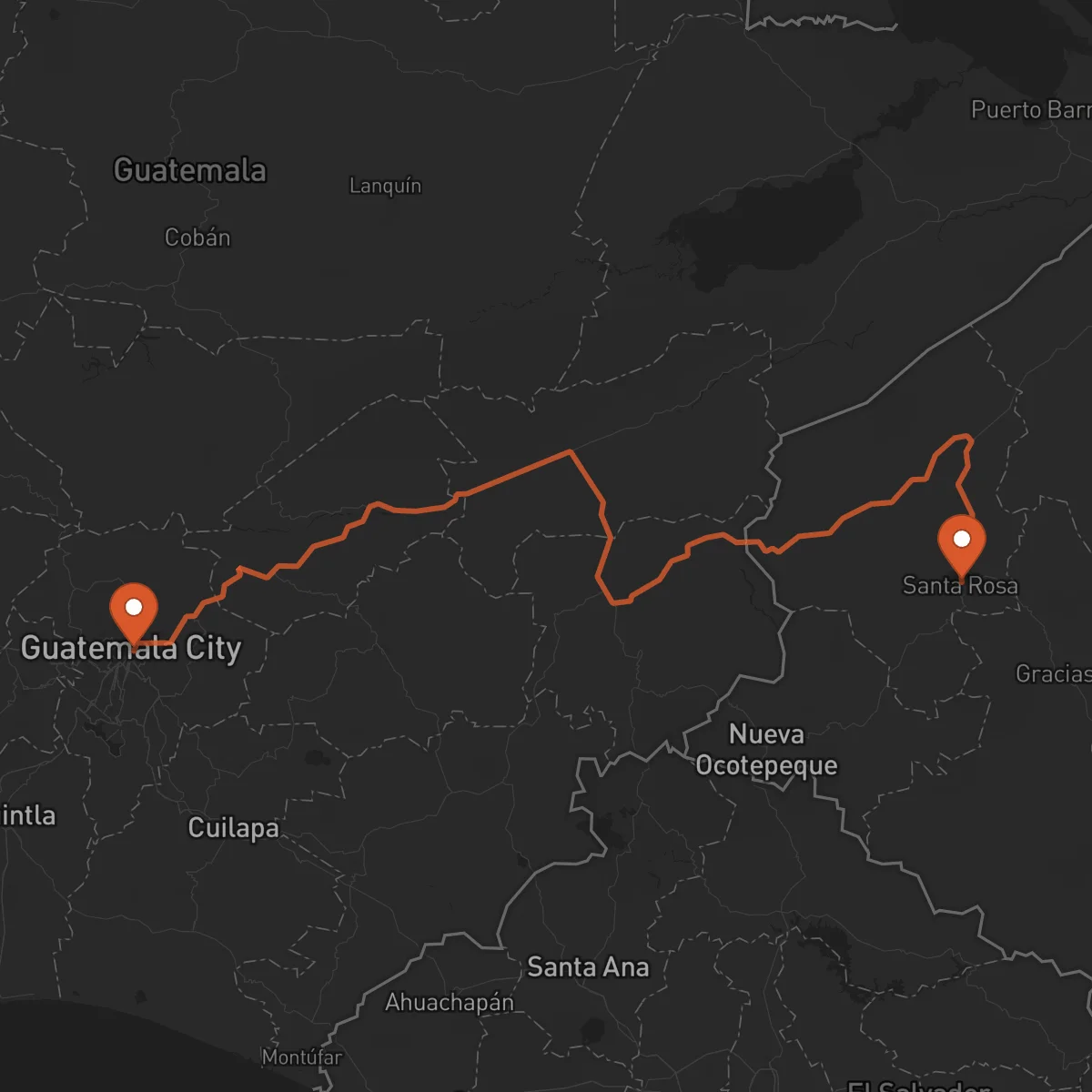 Ruta Ciudad de Guatemala - Santa Rosa de Copán
