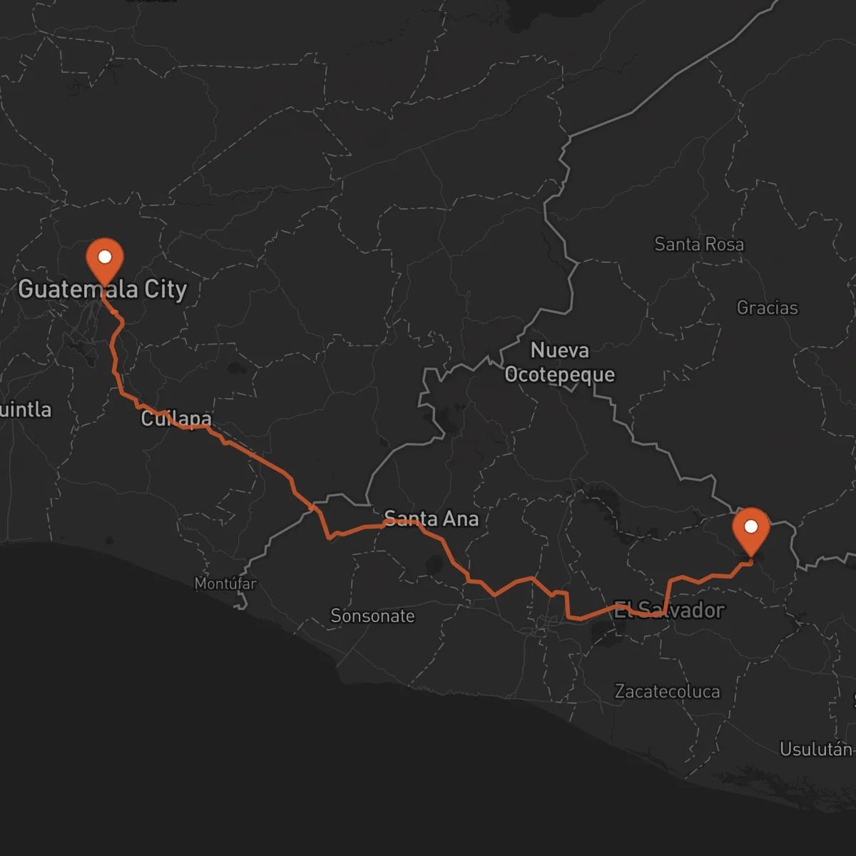 Ruta Ciudad de Guatemala - Sensuntepeque