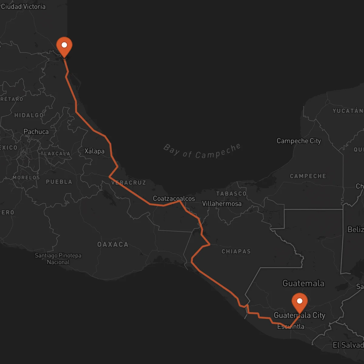 Ruta Ciudad de Guatemala - Tampico
