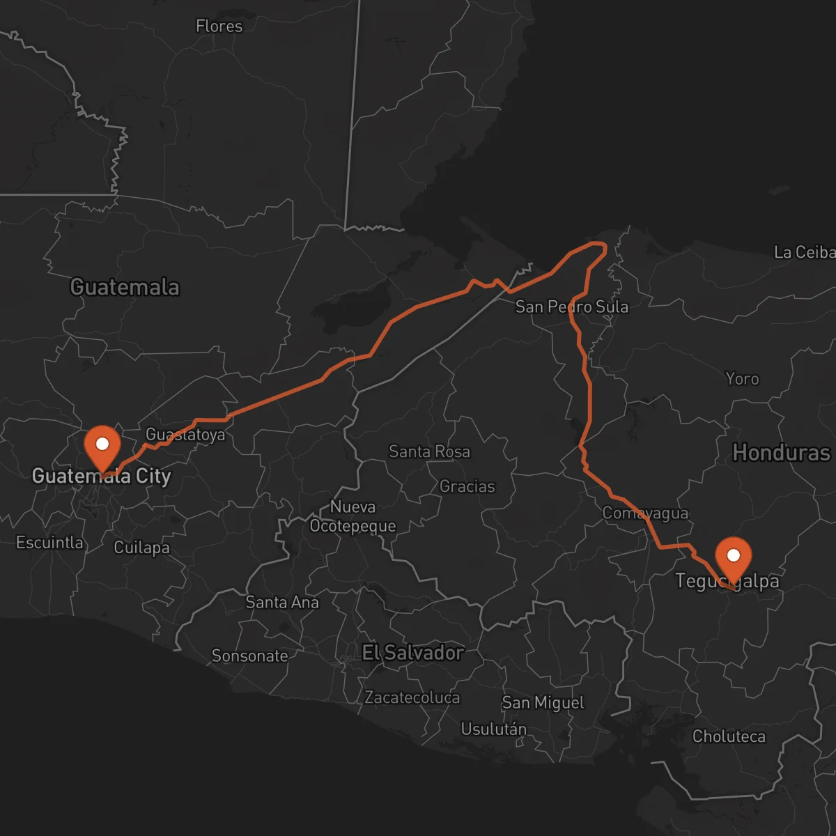 Ruta Ciudad de Guatemala - Tegucigalpa