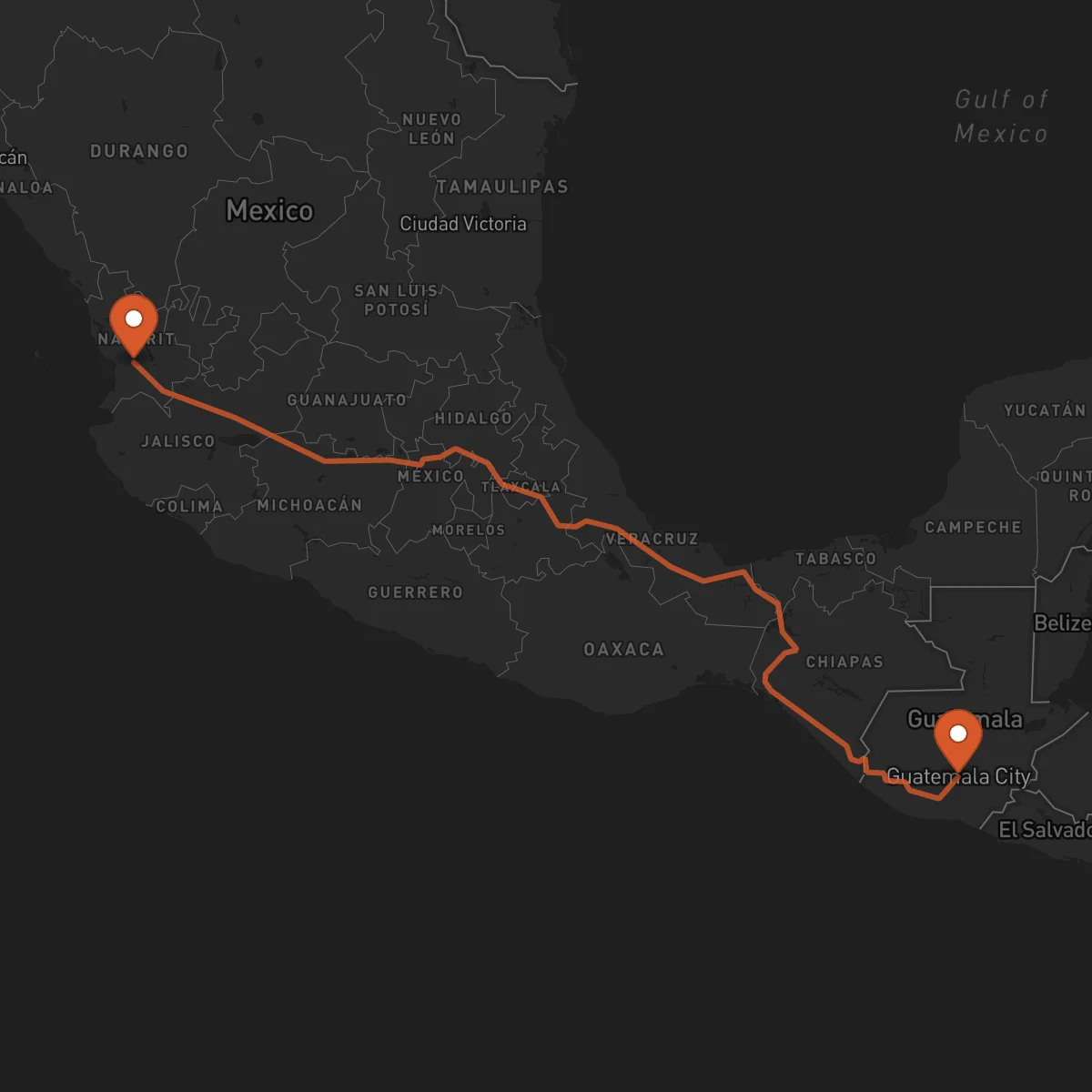 Ruta Guatemala - Tepic