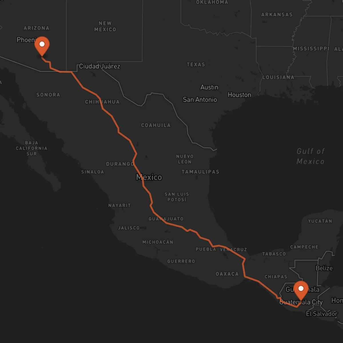Ruta Ciudad de Guatemala - Tucson