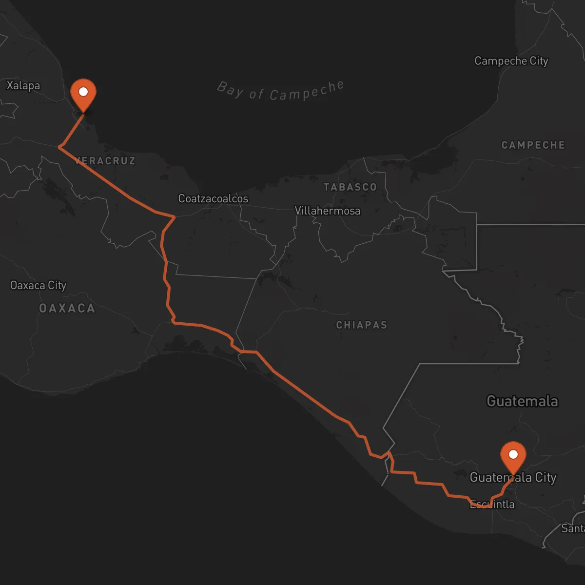 Ruta Ciudad de Guatemala - Veracruz