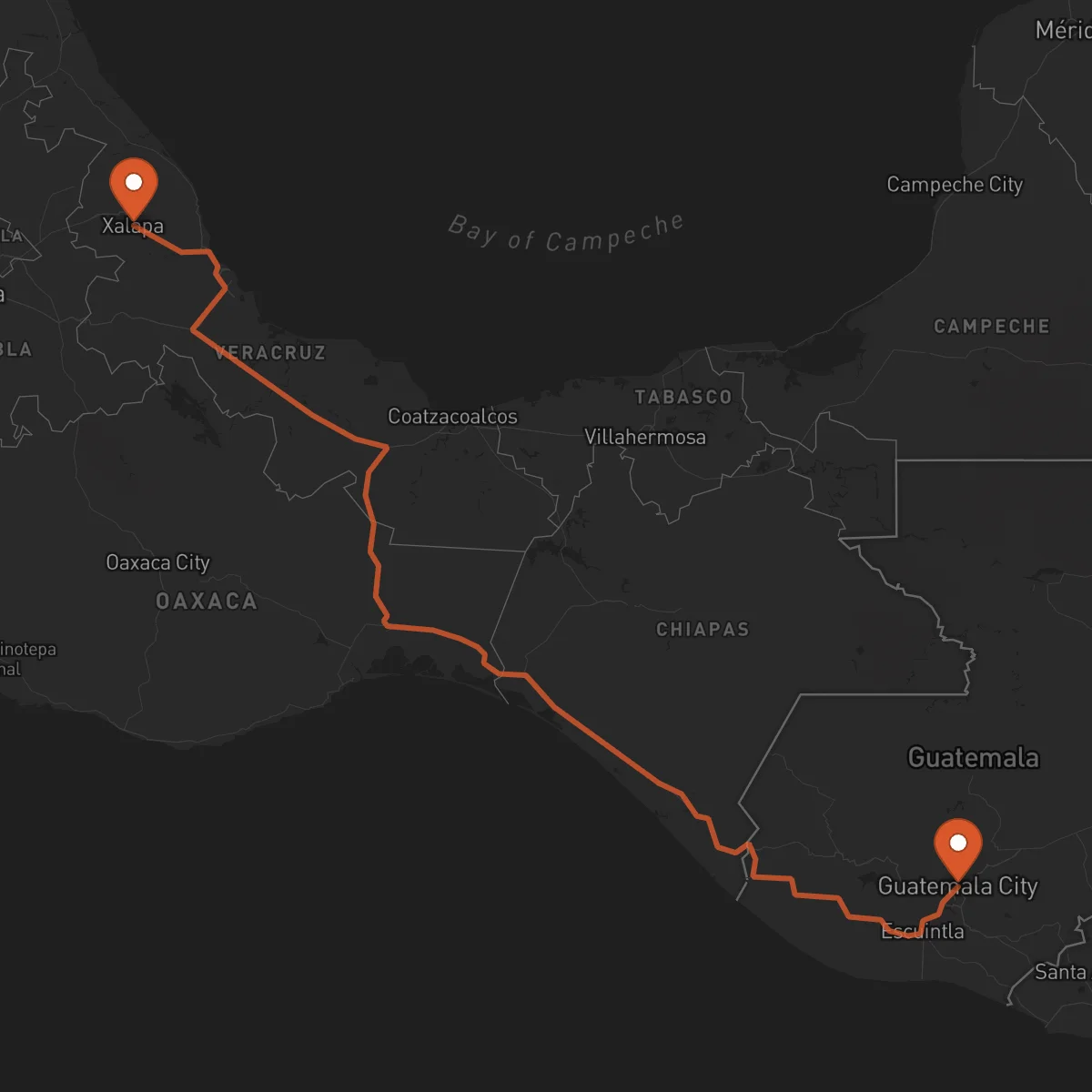 Ruta Cidade da Guatemala - Xalapa