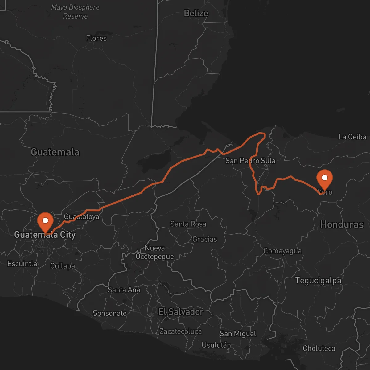 Ruta Ciudad de Guatemala - Yoro