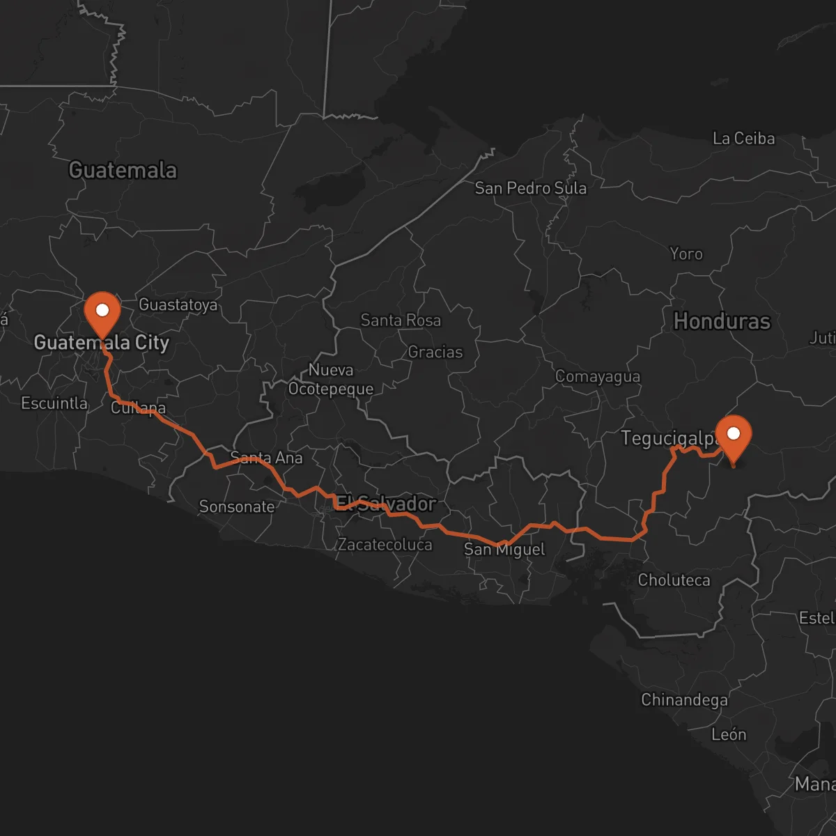 Ruta Ciudad de Guatemala - Yuscarán
