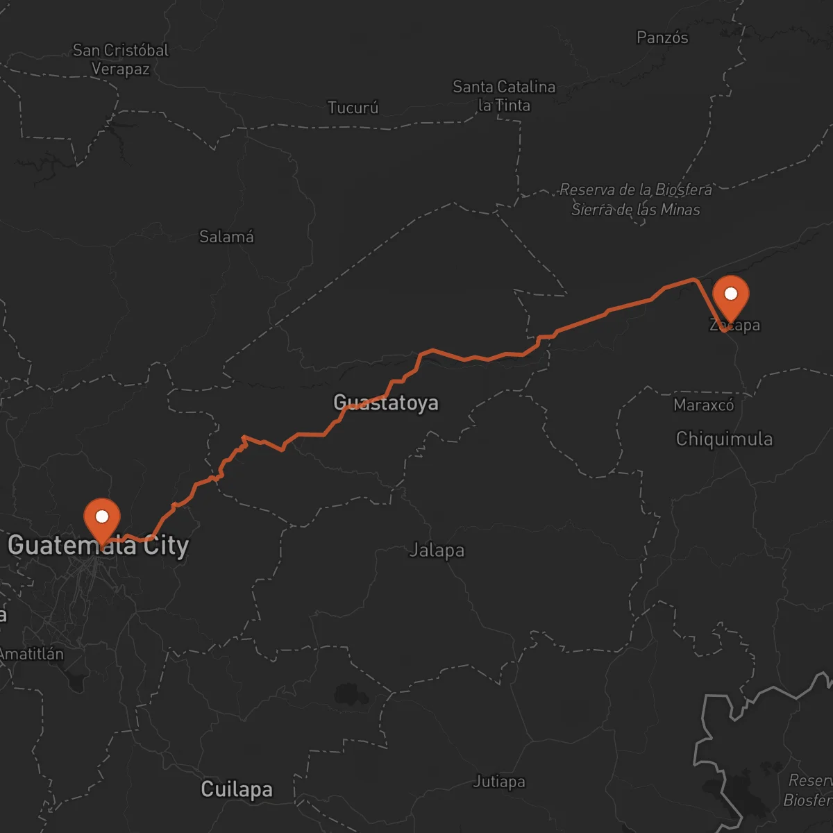 Ruta Ciudad de Guatemala - Zacapa