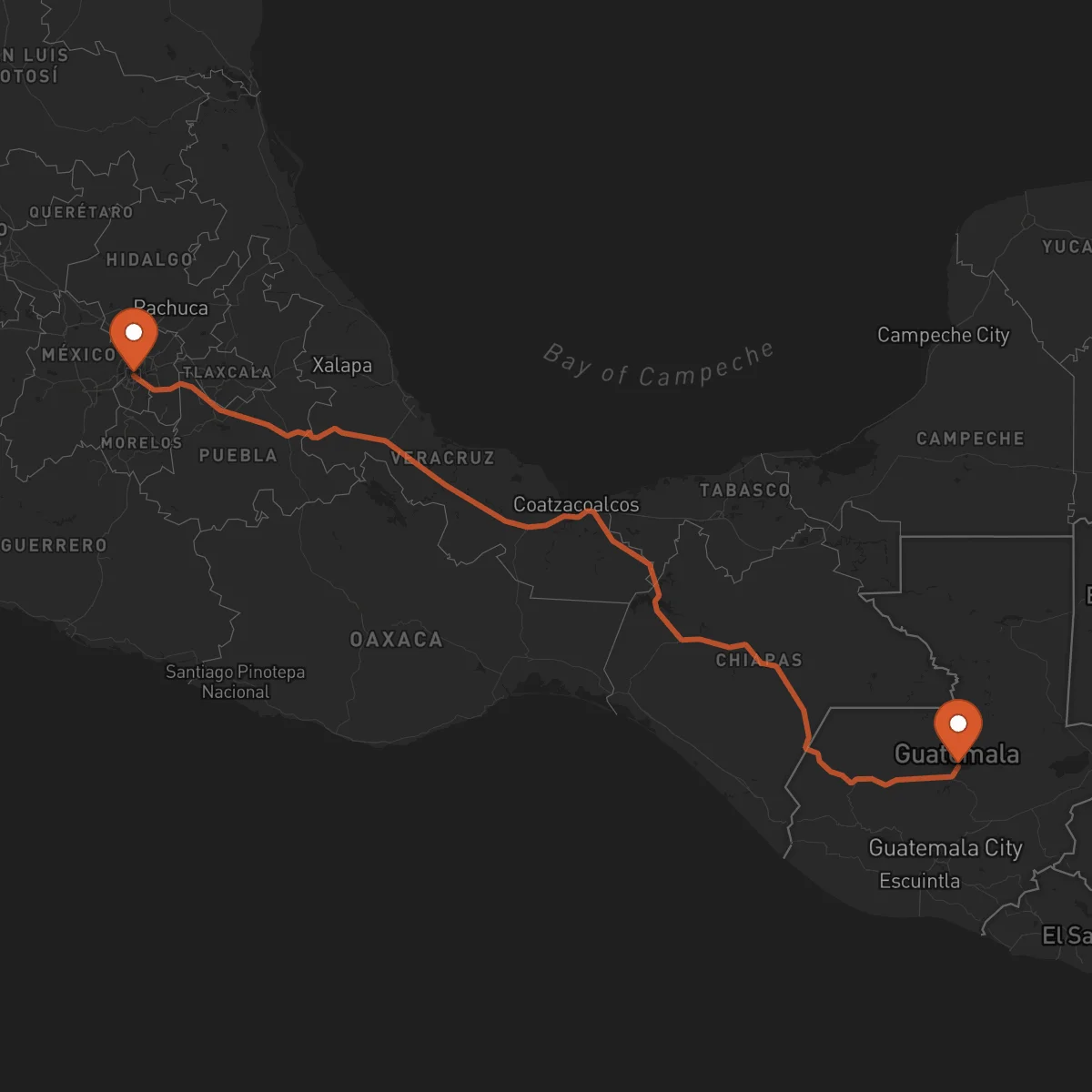 Ruta Mexico City - Cobán
