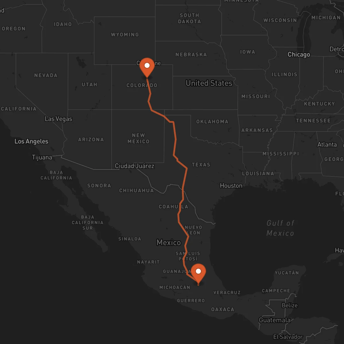 Ruta Denver - Ciudad de México