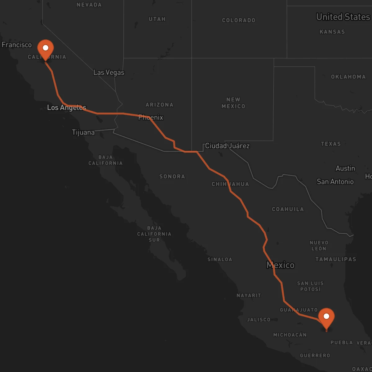 Ruta Ciudad de México - Fresno